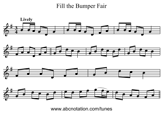 Fill the Bumper Fair - staff notation