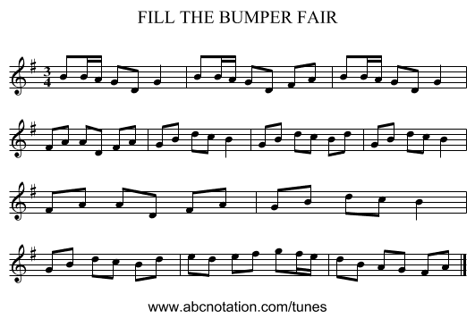 FILL THE BUMPER FAIR - staff notation
