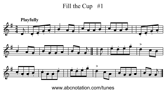 Fill the Cup   #1 - staff notation