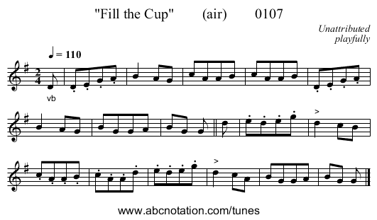 Fill the Cup        (air)        0107 - staff notation