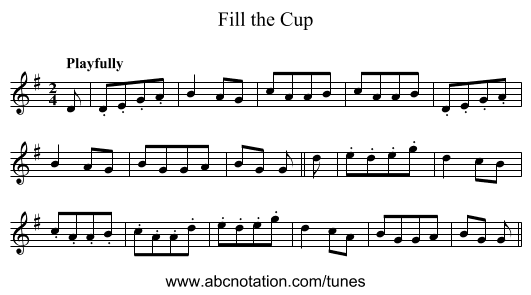 Fill the Cup - staff notation