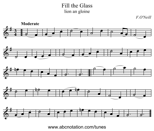 Fill the Glass - staff notation