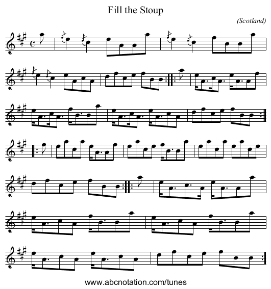 Fill the Stoup - staff notation