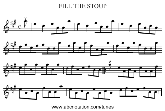 FILL THE STOUP - staff notation