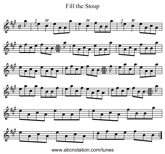 Fill the Stoup - staff notation