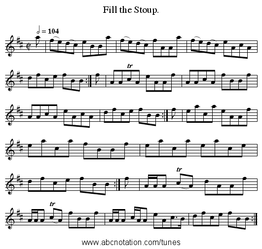 Fill the Stoup. - staff notation