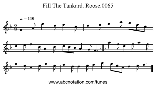 Fill The Tankard. Roose.0065 - staff notation