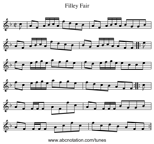 Filley Fair - staff notation