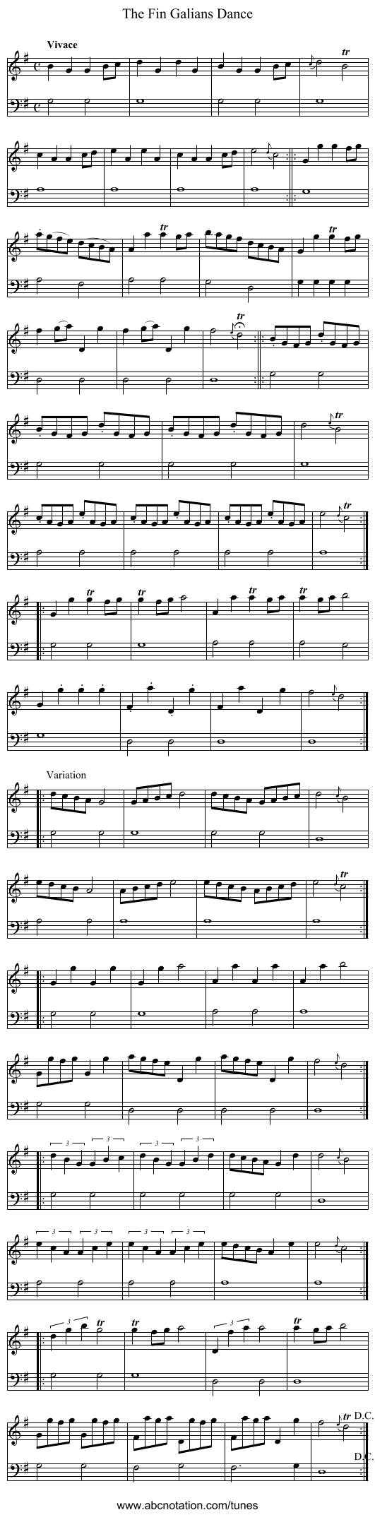 Fin Galians Dance, The - staff notation