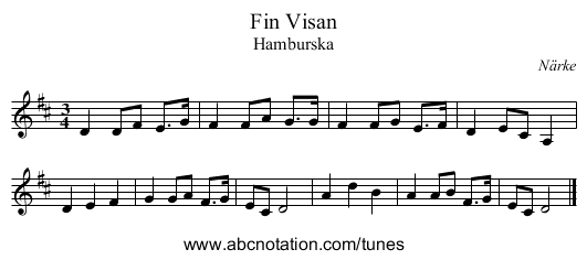 Fin Visan - staff notation