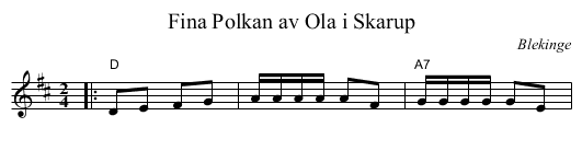 Fina Polkan av Ola i Skarup - staff notation