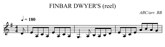 FINBAR DWYER'S (reel) - staff notation