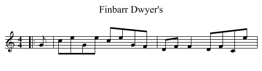 Finbarr Dwyer's - staff notation