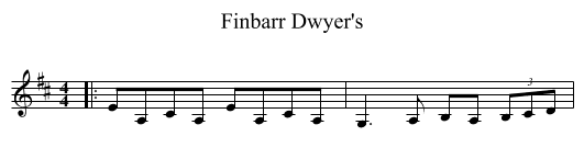 Finbarr Dwyer's - staff notation
