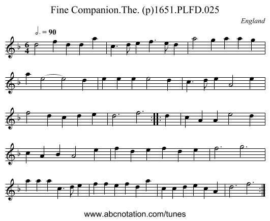 Fine Companion.The. (p)1651.PLFD.025 - staff notation