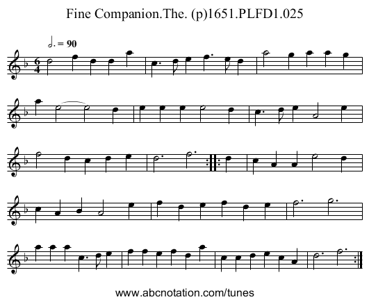 Fine Companion.The. (p)1651.PLFD1.025 - staff notation