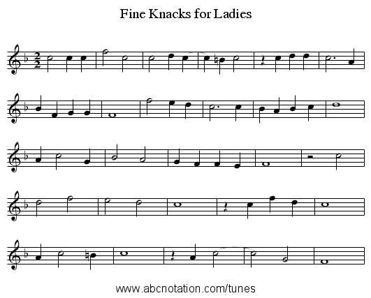 Fine Knacks for Ladies - staff notation