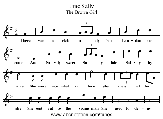 Fine Sally - staff notation