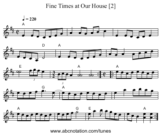 Fine Times at Our House [2] - staff notation