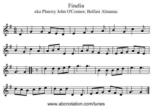 Finelia - staff notation