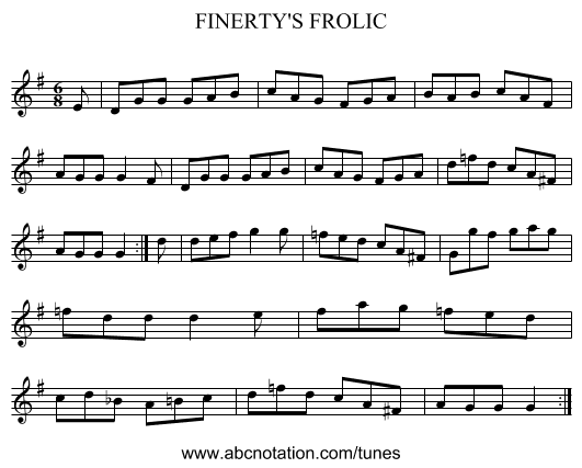 FINERTY'S FROLIC - staff notation