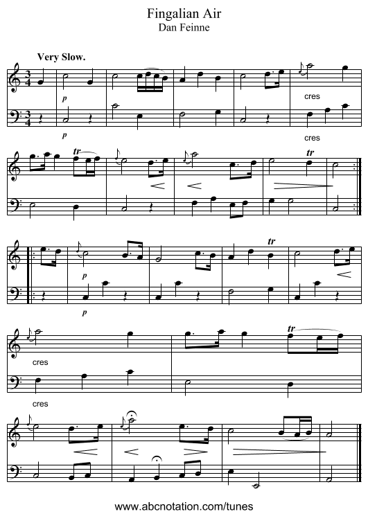 Fingalian Air - staff notation