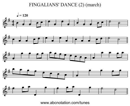FINGALIANS' DANCE (2) (march) - staff notation