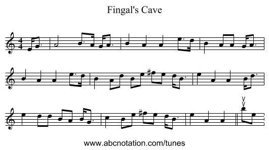 Fingal's Cave - staff notation
