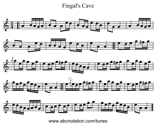 Fingal's Cave - staff notation