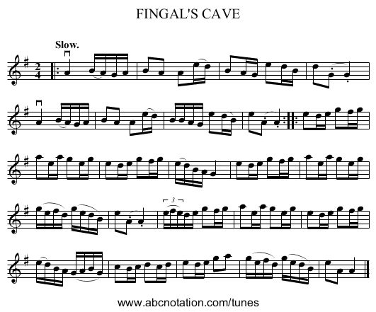 FINGAL'S CAVE - staff notation