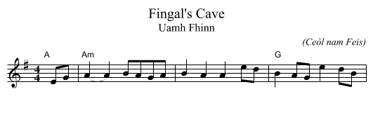 Fingal's Cave - staff notation