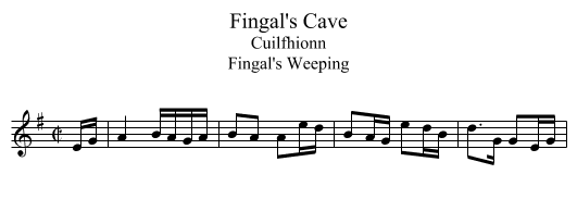Fingal's Cave - staff notation