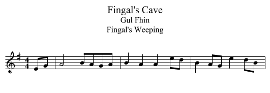 Fingal's Cave - staff notation