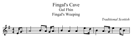 Fingal's Cave - staff notation