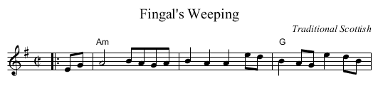 Fingal's Weeping - staff notation