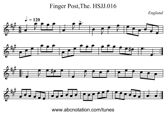 Finger Post,The. HSJJ.016 - staff notation