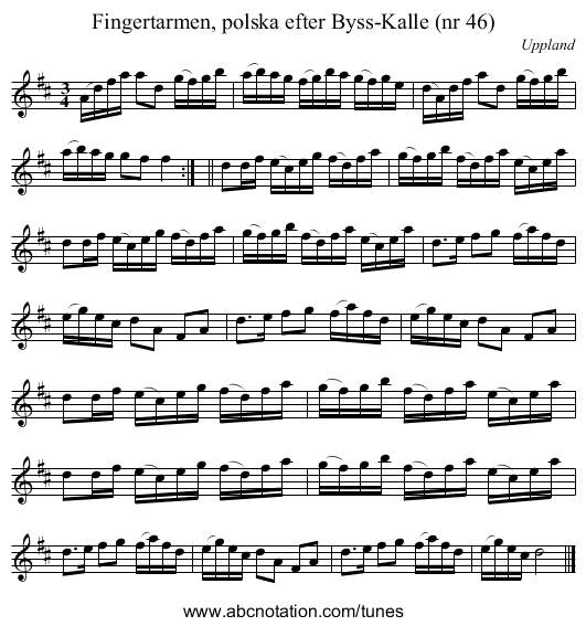 Fingertarmen, polska efter Byss-Kalle (nr 46) - staff notation