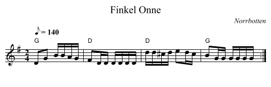 Finkel Onne - staff notation