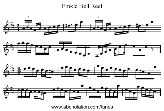 Finkle Bell Reel - staff notation