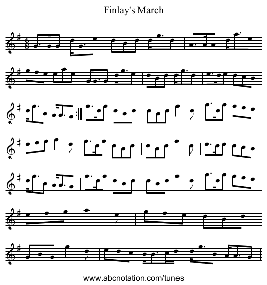 Finlay's March - staff notation