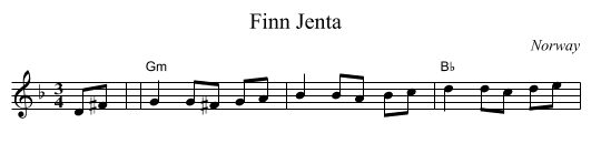 Finn Jenta - staff notation