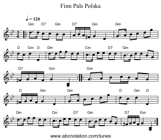 Finn Pals Polska - staff notation