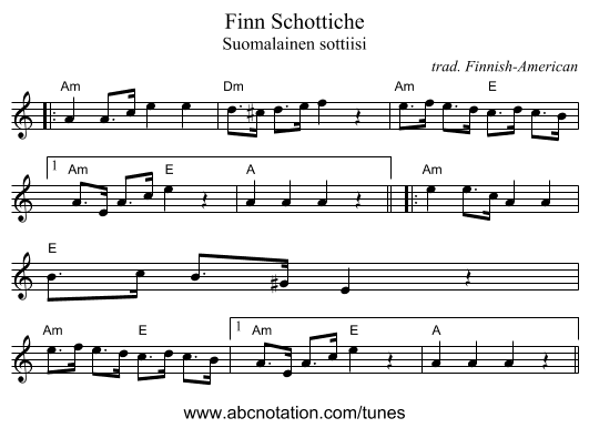 Finn Schottiche - staff notation
