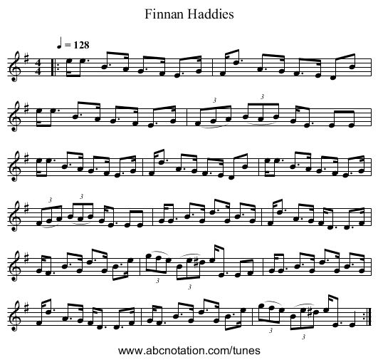 Finnan Haddies - staff notation