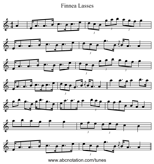 Finnea Lasses - staff notation