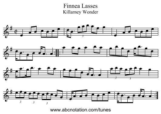 Finnea Lasses - staff notation