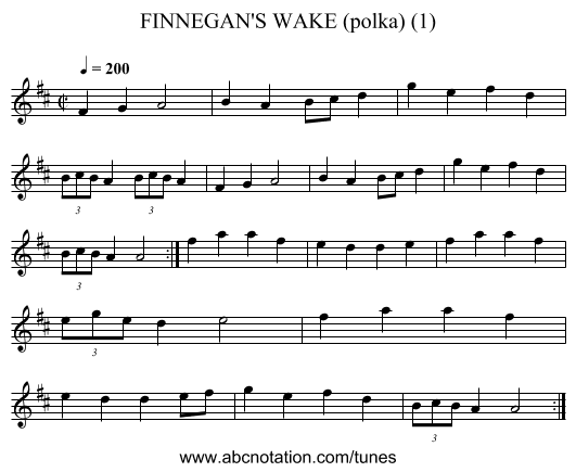 FINNEGAN'S WAKE (polka) (1) - staff notation