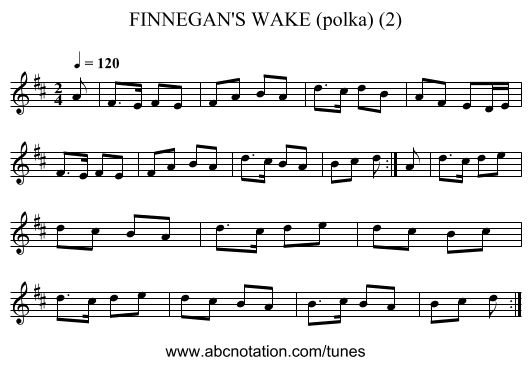 FINNEGAN'S WAKE (polka) (2) - staff notation
