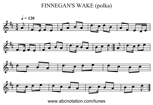 FINNEGAN'S WAKE (polka) - staff notation