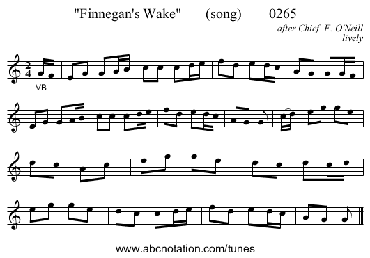 Finnegan's Wake       (song)        0265 - staff notation